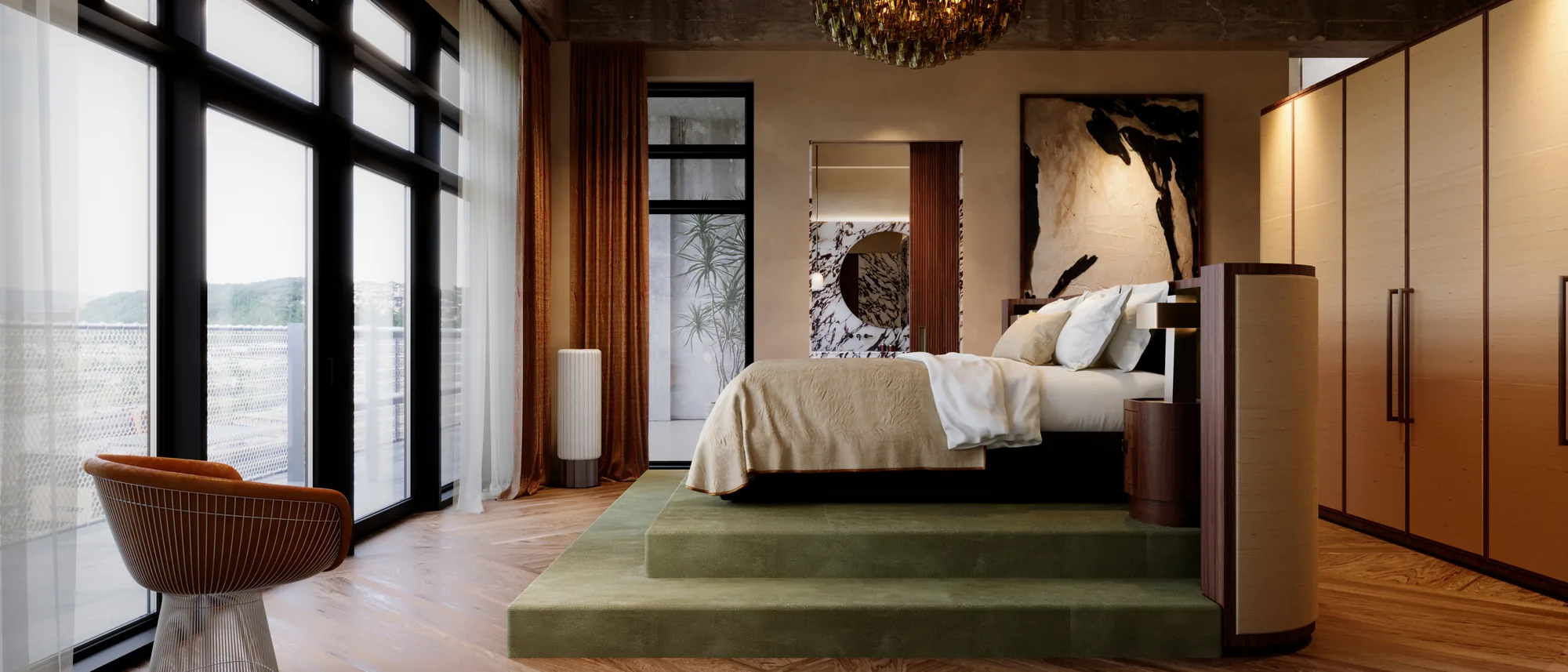 Penthouse Vanguard — ložnice ve dne